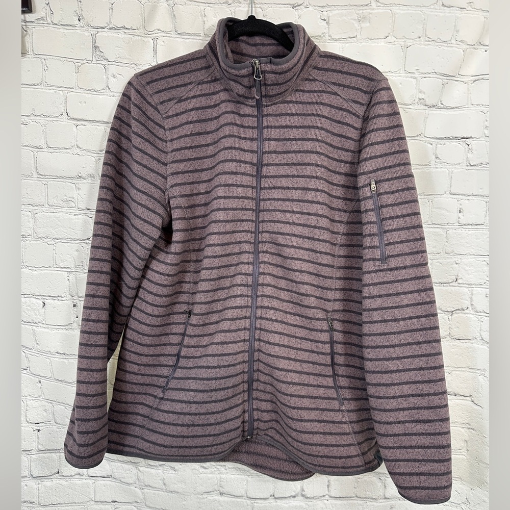 L. L. Bean full zip purple striped sweater size XL